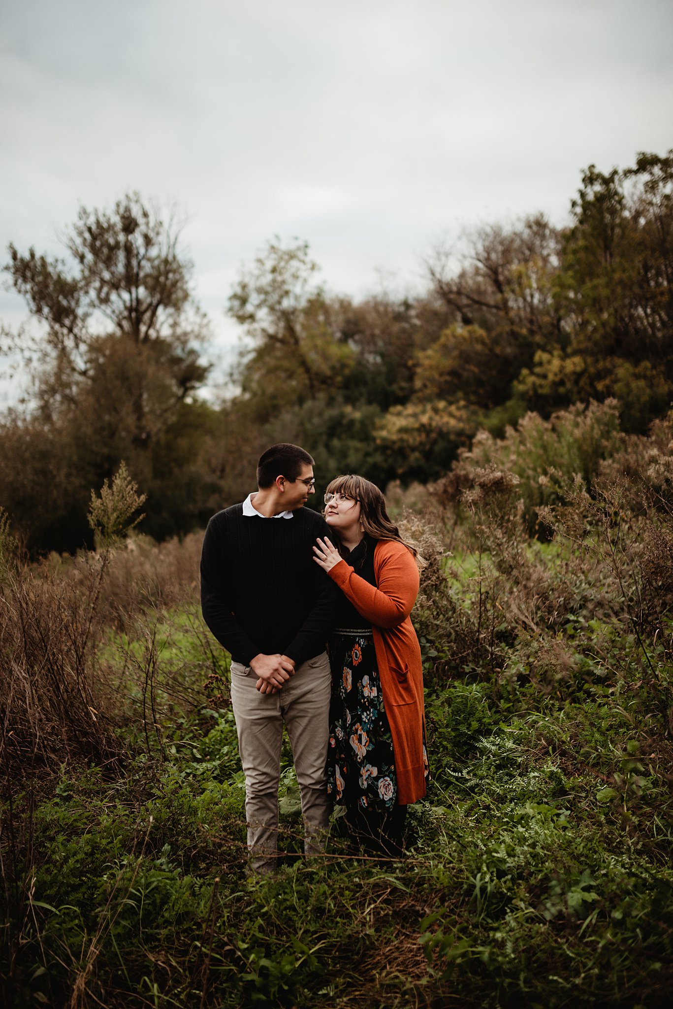 Book-loving Couple Late Summer Engagement Session in Viroqua, WI