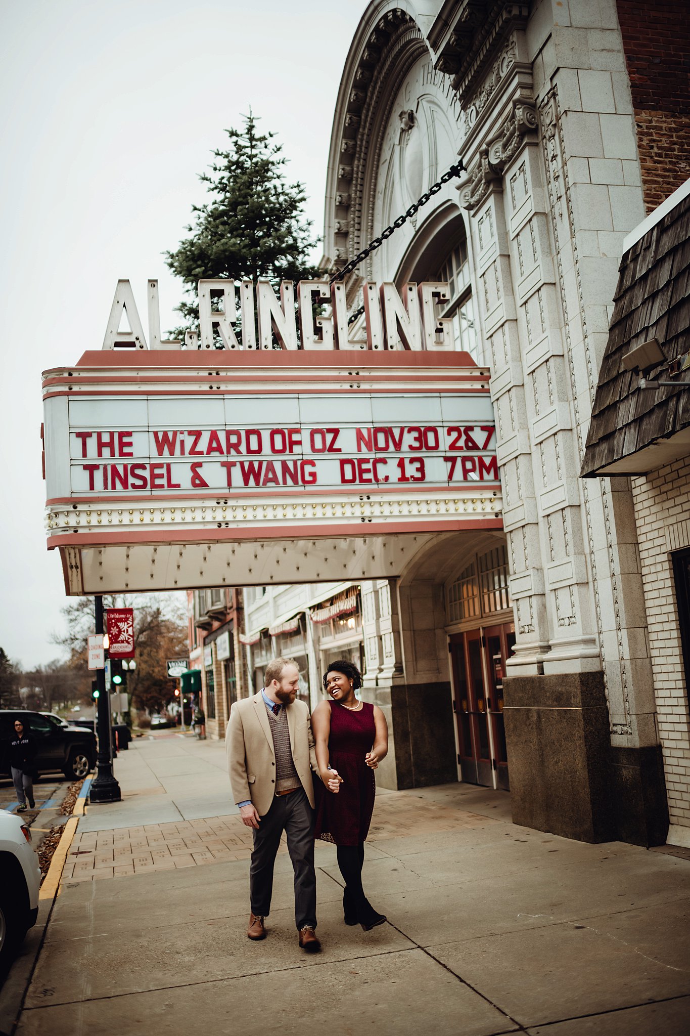 Music, Love, and Historic Charm: A Stunning Engagement Session at the Al. Ringling Theatre in Baraboo, WI